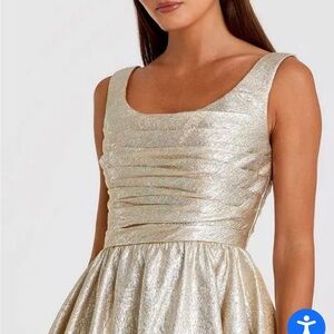 Elegant Gold Sleeveless Dress MAC Duggal Oyster NWT